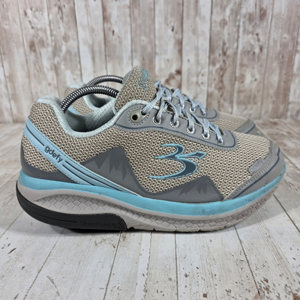 Gravity Defyer G-Defy Womens 10 Walking Shoes Tan Blue TB9024FGU-XW VersoShock